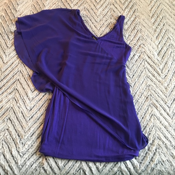 Bebe Asymmetrical Flutter Sleeve Dress - Picture 4 of 5